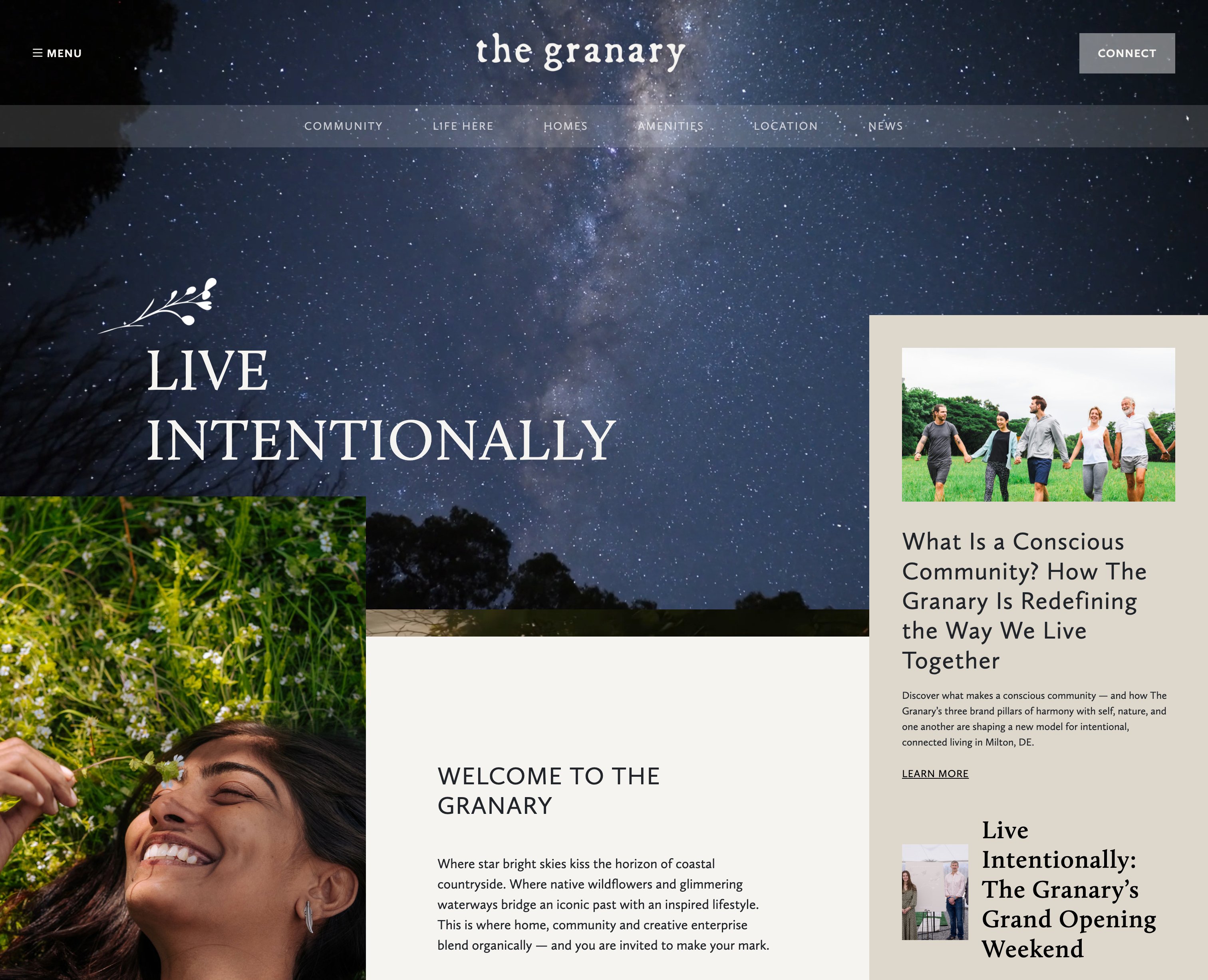 The Granary Milton website screenshot
